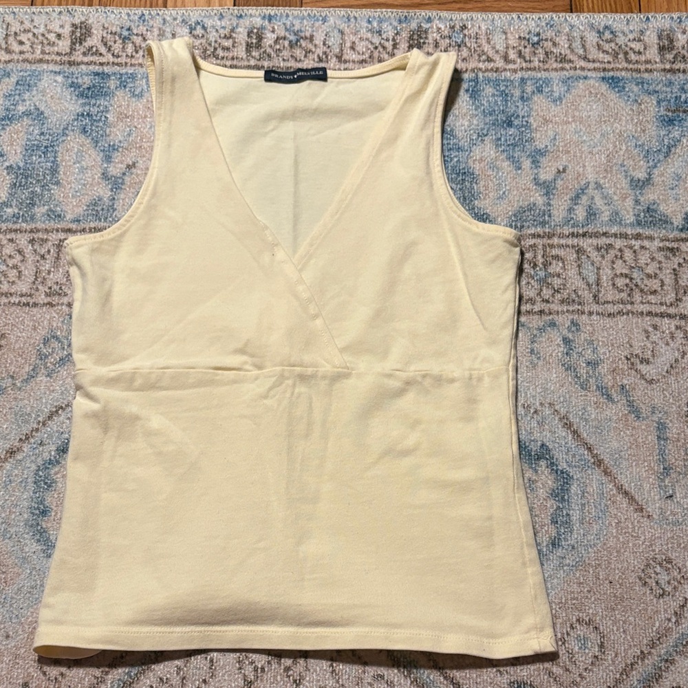 Brandy Melville Pale Yellow Sleeveless Wrap-Front Tank